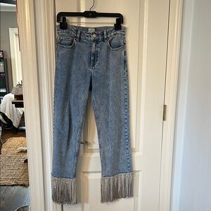 Alice + Olivia Fringe Cropped Jeans